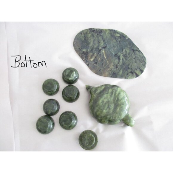 Vintage Asian Jade Teapot Cups and Tray Set in Original Box - Picture 15 of 16